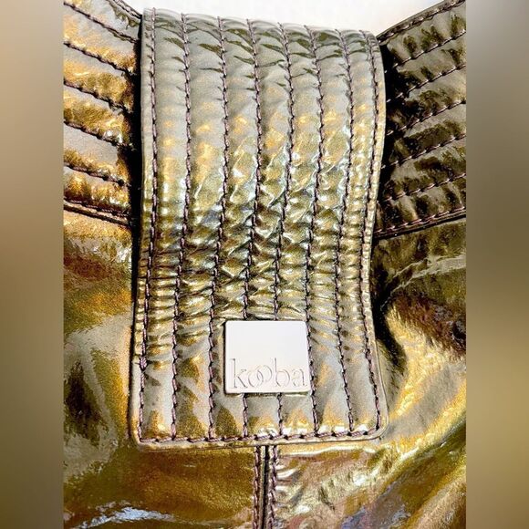 KOOBA Y2K patent leather Natasha Convertible purse army green TOTE BAG - Picture 4 of 16